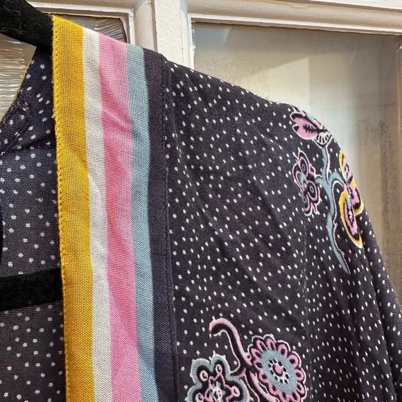 Ann Taylor LOFT Navy Polka Dot Floral Cover Up Kimono One Size OS Fits XS-Large - Picture 4 of 8
